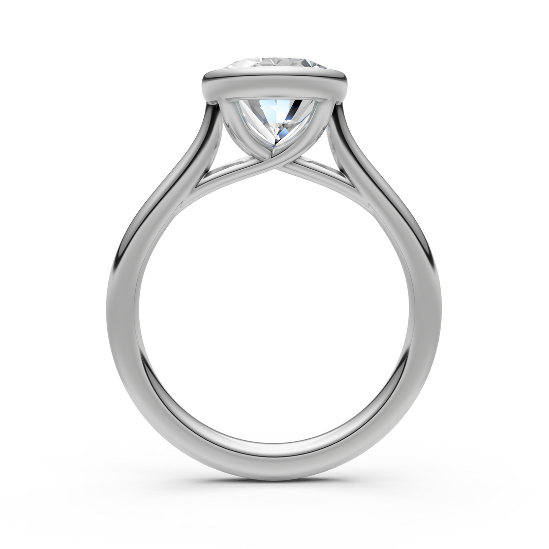 Ray Oval Lab Created Diamond Bezel Engagement Ring