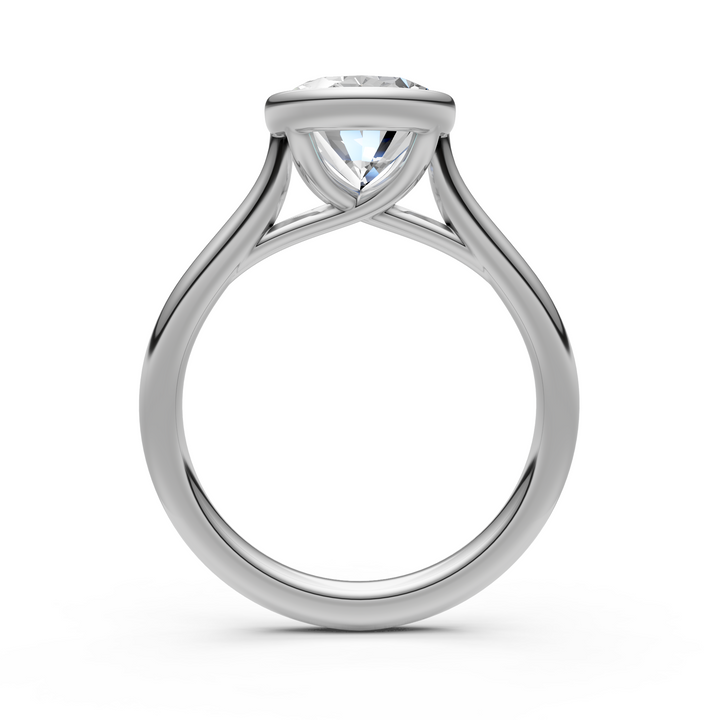 Ray Oval Lab Created Diamond Bezel Engagement Ring
