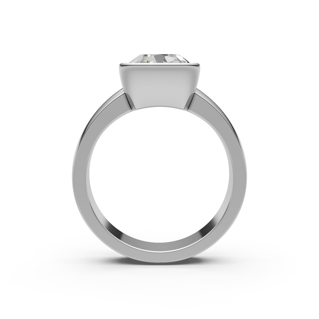 Susan Elongated Cushion Cut Lab created diamond Bezel Engagement Ring