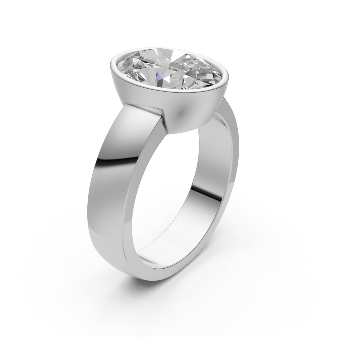 Susan Oval Lab created diamond Bezel Engagement Ring