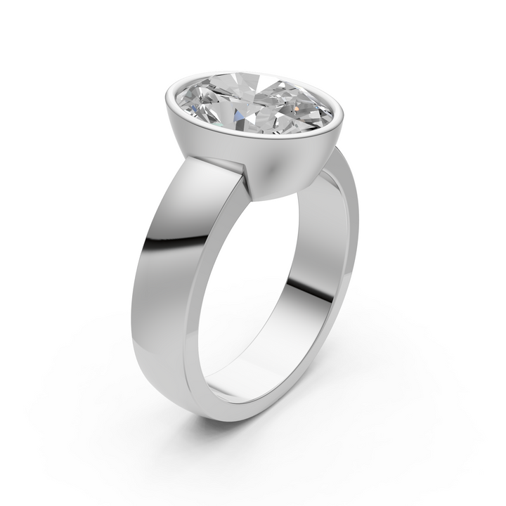 Susan Oval Lab created diamond Bezel Engagement Ring