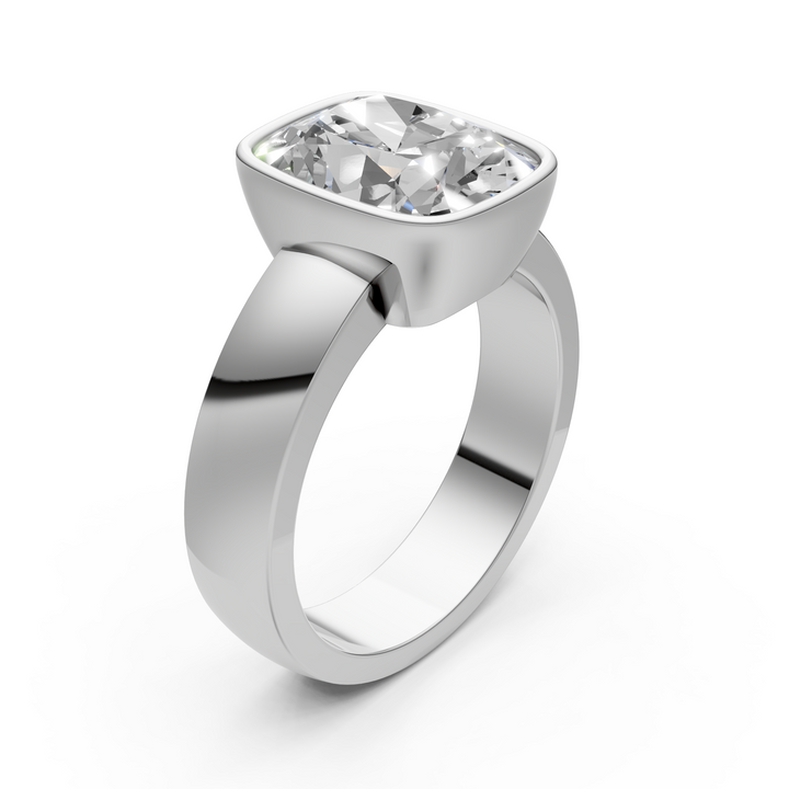 Susan Elongated Cushion Cut Lab created diamond Bezel Engagement Ring