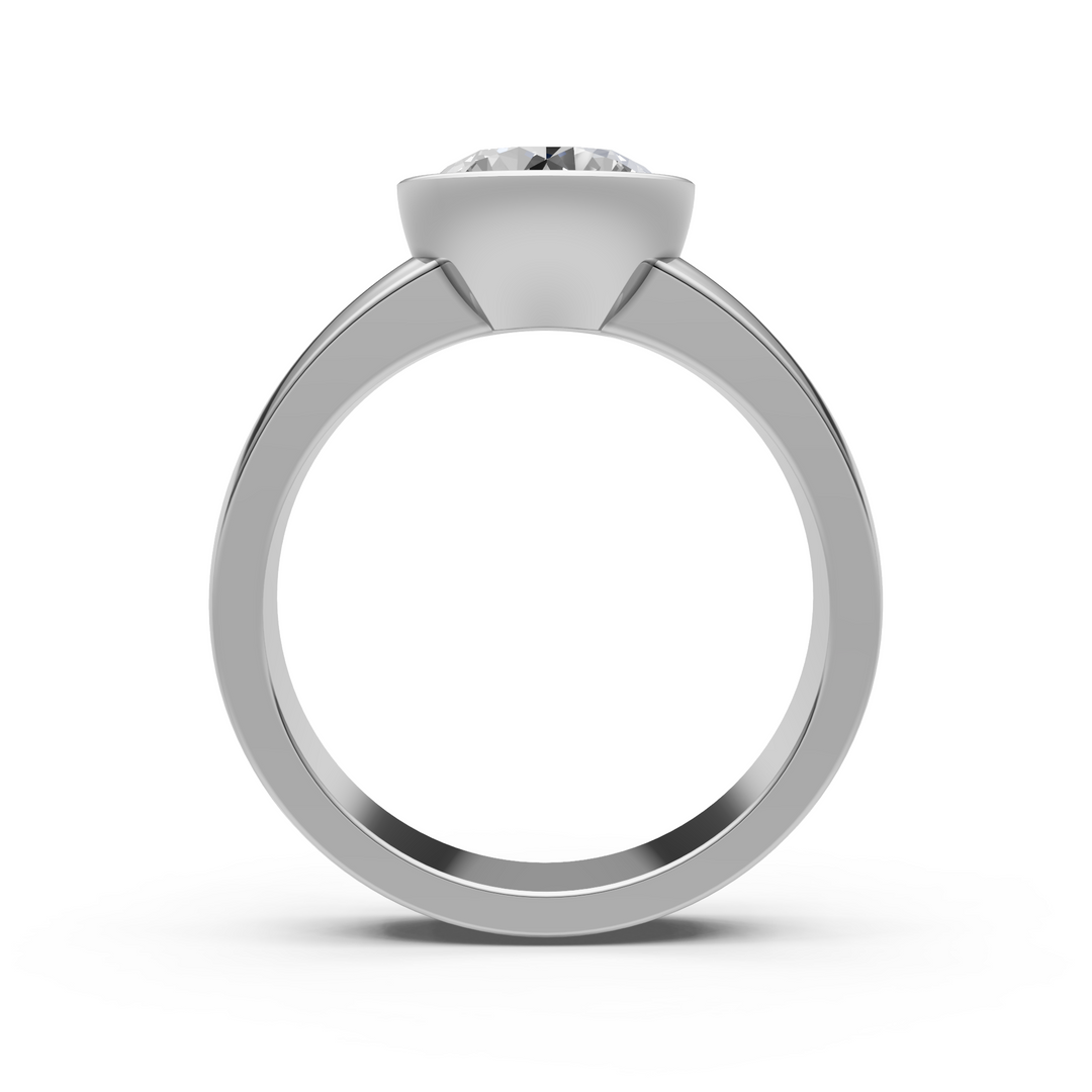 Susan Round Lab created diamond Bezel Engagement Ring