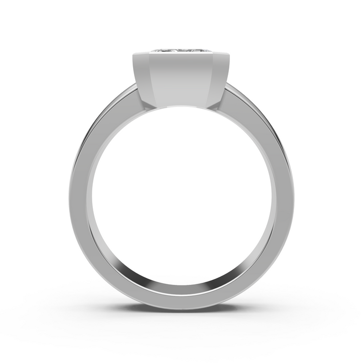 Susan Emerald/ Radiant Cut Lab created diamond Bezel Engagement Ring