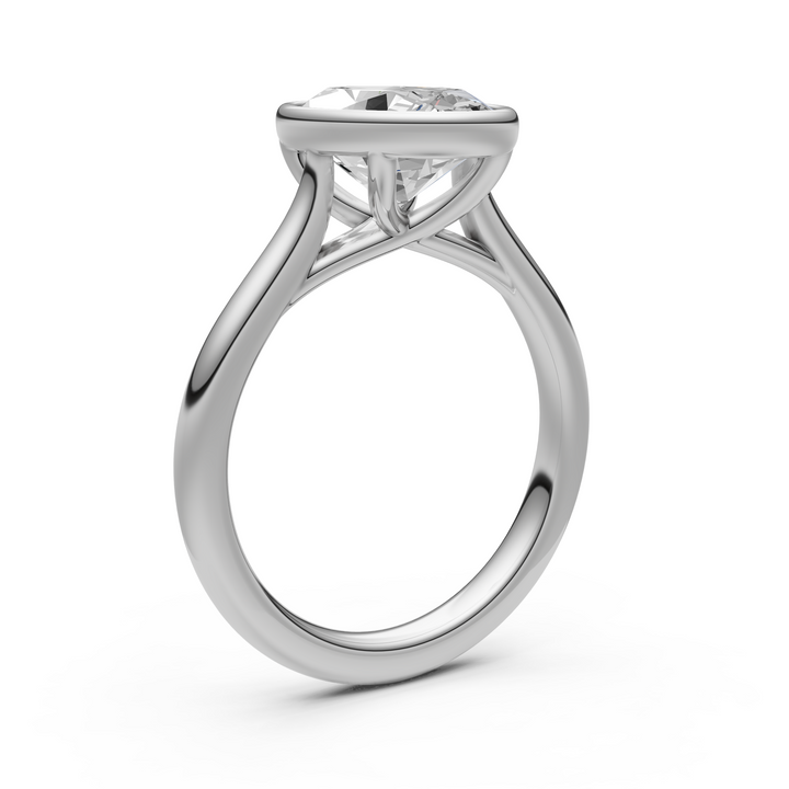 Ray Oval Lab Created Diamond Bezel Engagement Ring