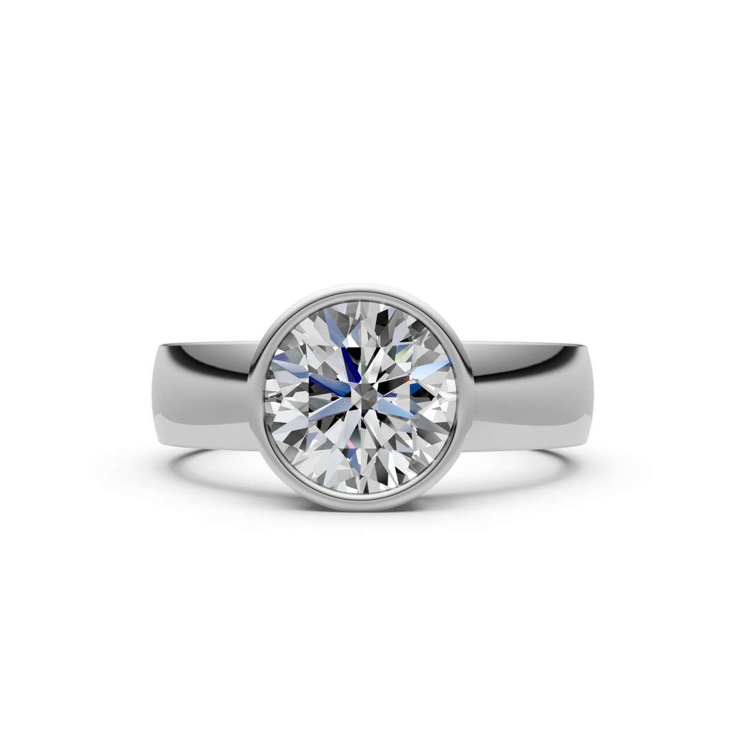 Susan Round Lab created diamond Bezel Engagement Ring
