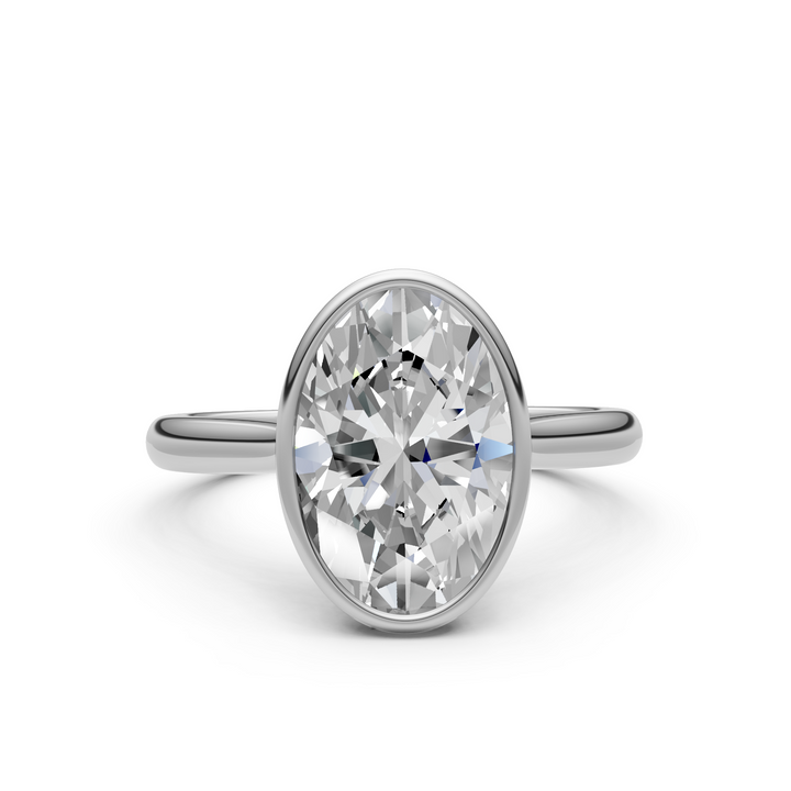 Ray Oval Lab Created Diamond Bezel Engagement Ring