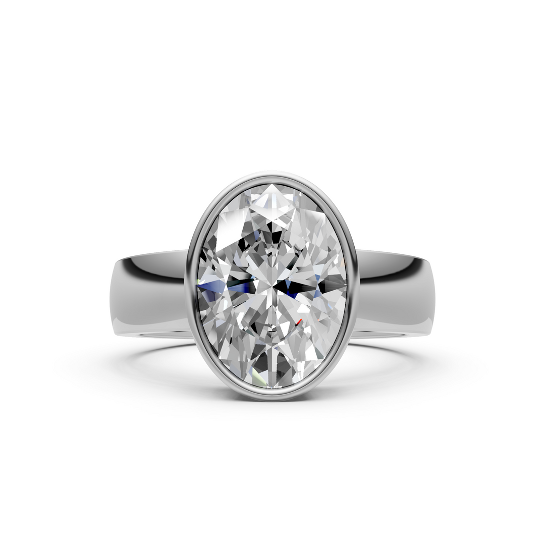 Susan Oval Lab created diamond Bezel Engagement Ring