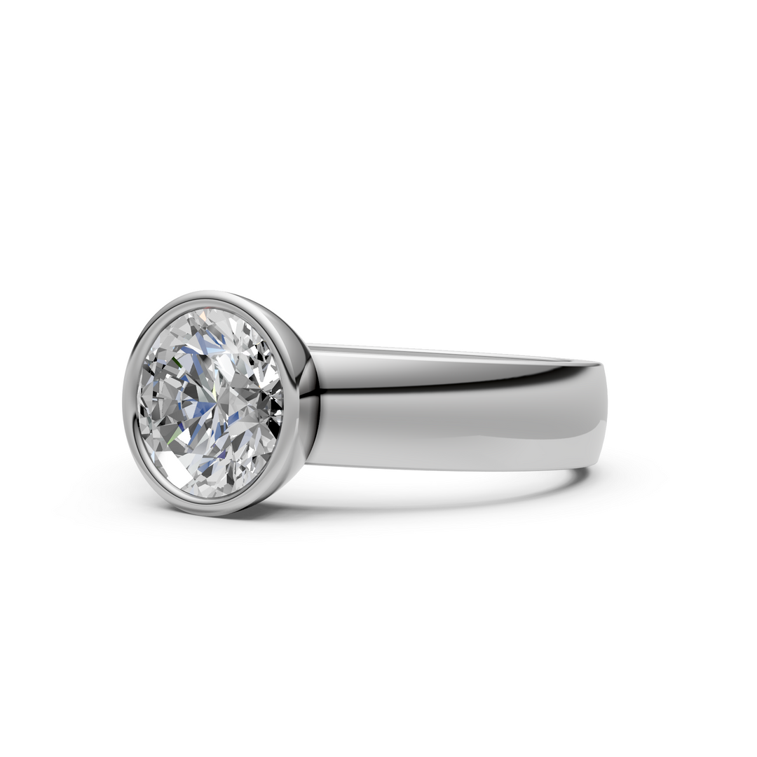 Susan Round Lab created diamond Bezel Engagement Ring
