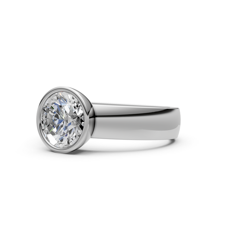 Susan Round Lab created diamond Bezel Engagement Ring