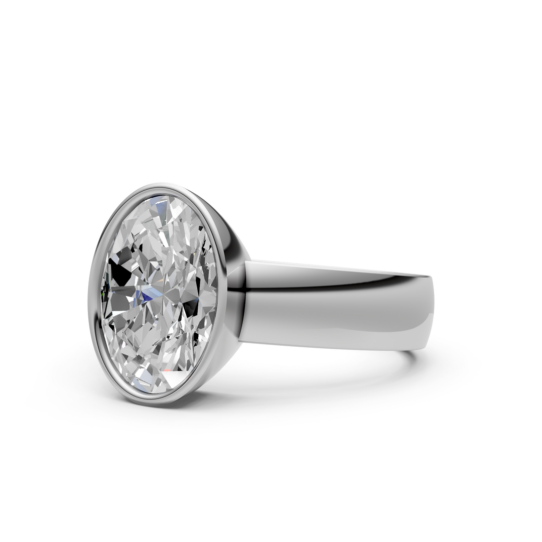 Susan Oval Lab created diamond Bezel Engagement Ring