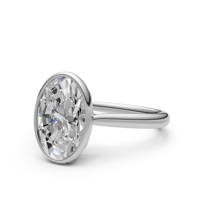 Ray Oval Lab Created Diamond Bezel Engagement Ring