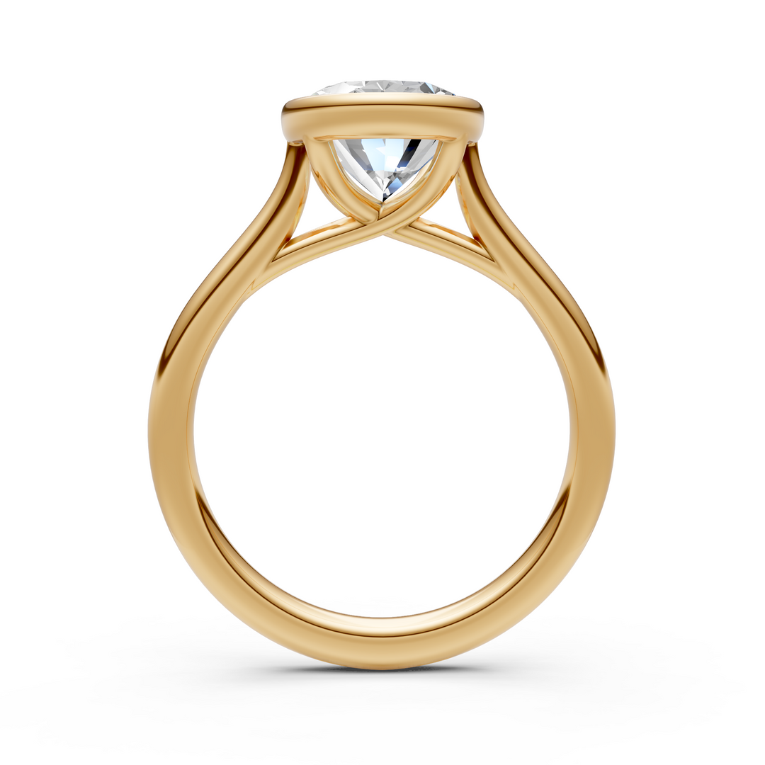 Ray Oval Lab Created Diamond Bezel Engagement Ring