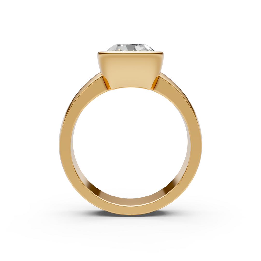 Susan Elongated Cushion Cut Lab created diamond Bezel Engagement Ring