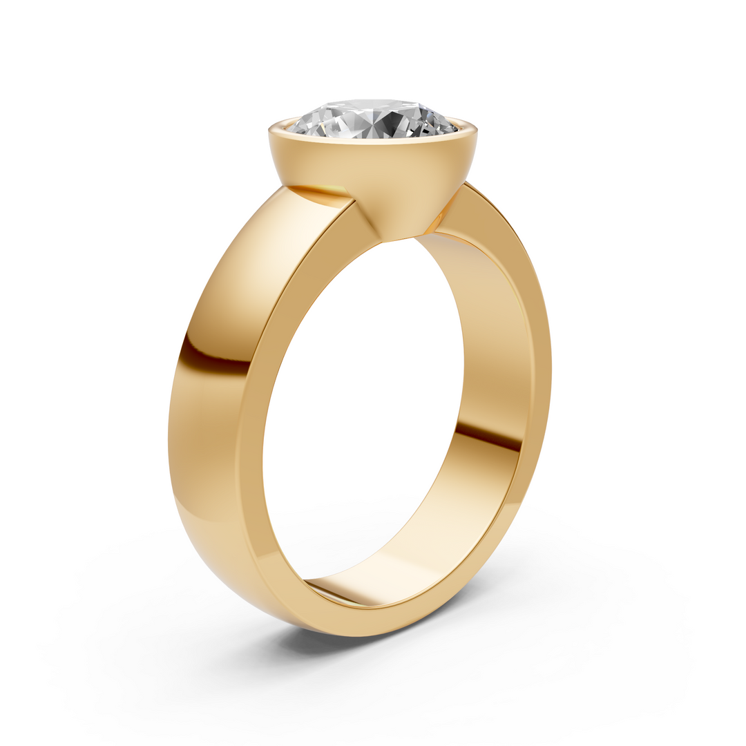 Susan Round Lab created diamond Bezel Engagement Ring