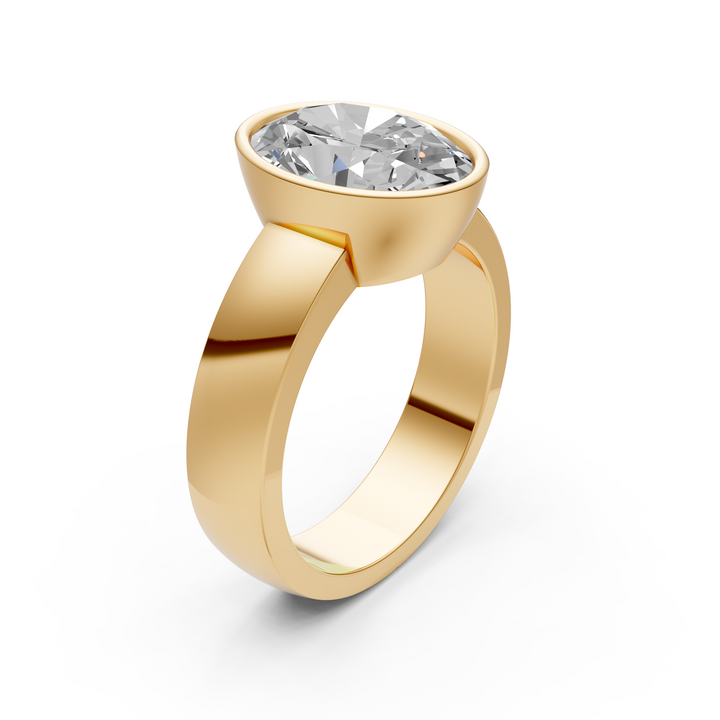 Susan Oval Lab created diamond Bezel Engagement Ring