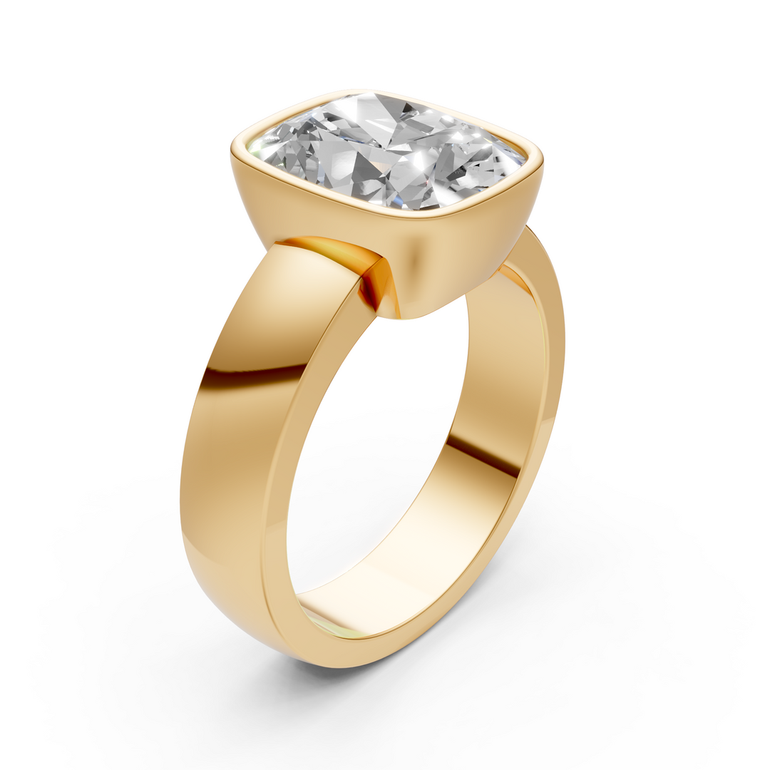 Susan Elongated Cushion Cut Lab created diamond Bezel Engagement Ring