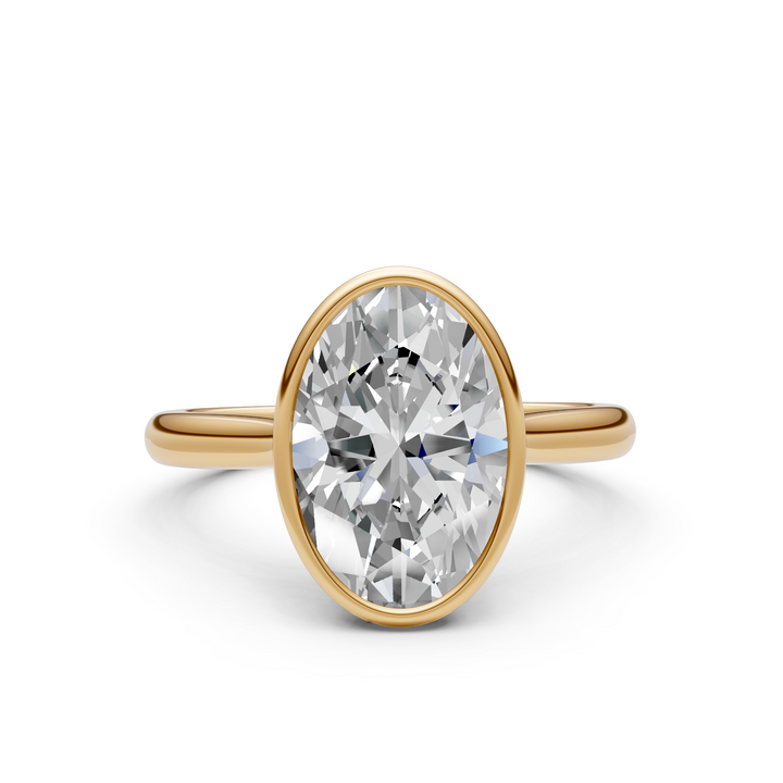 Ray Oval Lab Created Diamond Bezel Engagement Ring