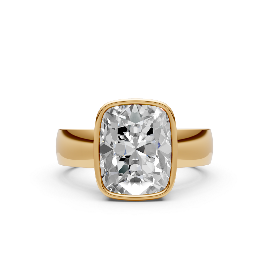 Susan Elongated Cushion Cut Lab created diamond Bezel Engagement Ring