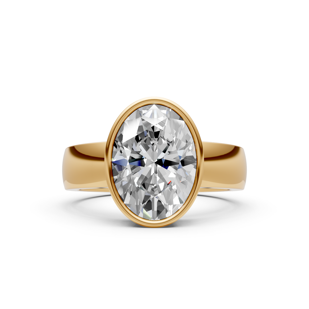 Susan Oval Lab created diamond Bezel Engagement Ring