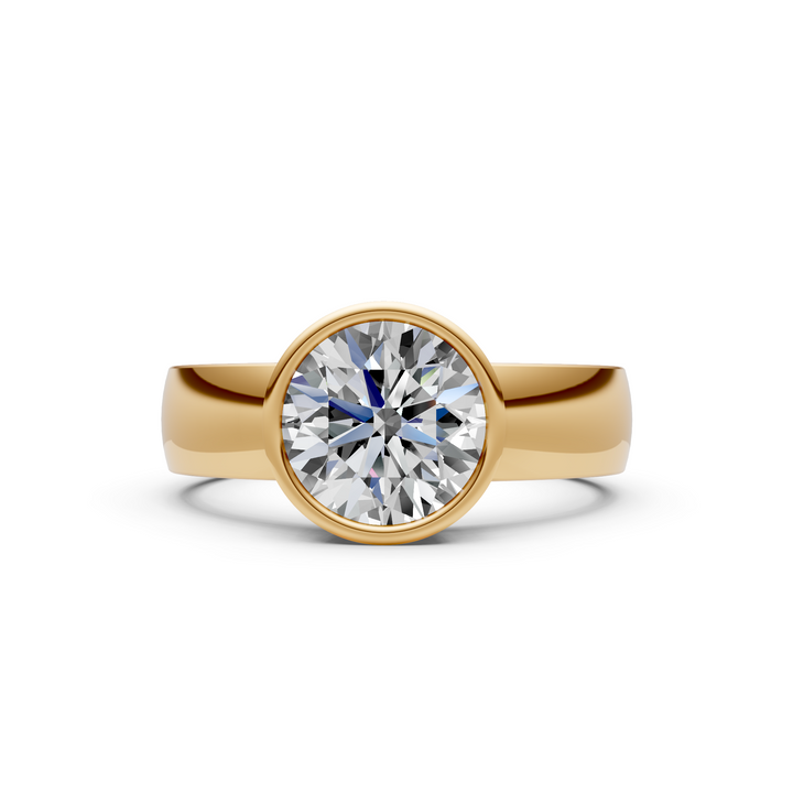 Susan Round Lab created diamond Bezel Engagement Ring