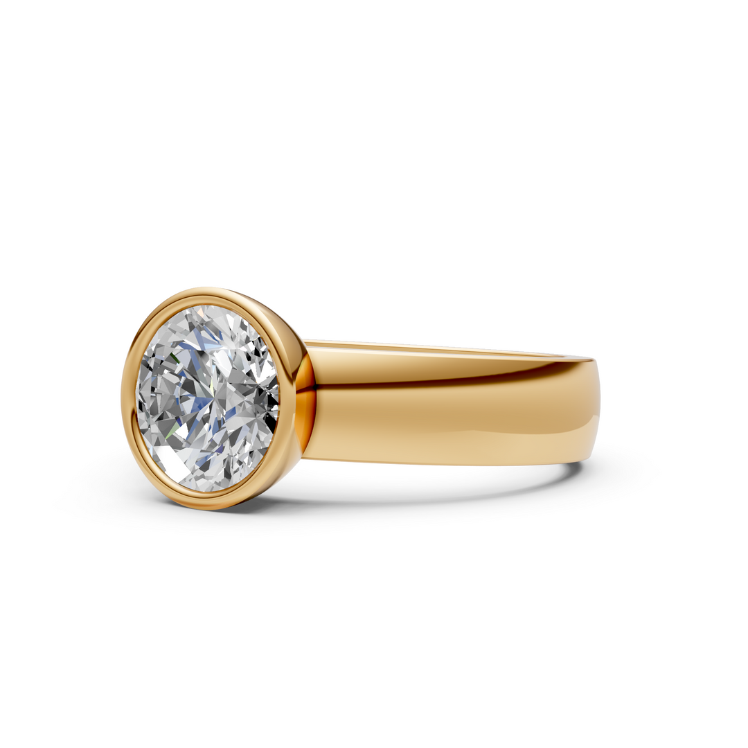 Susan Round Lab created diamond Bezel Engagement Ring