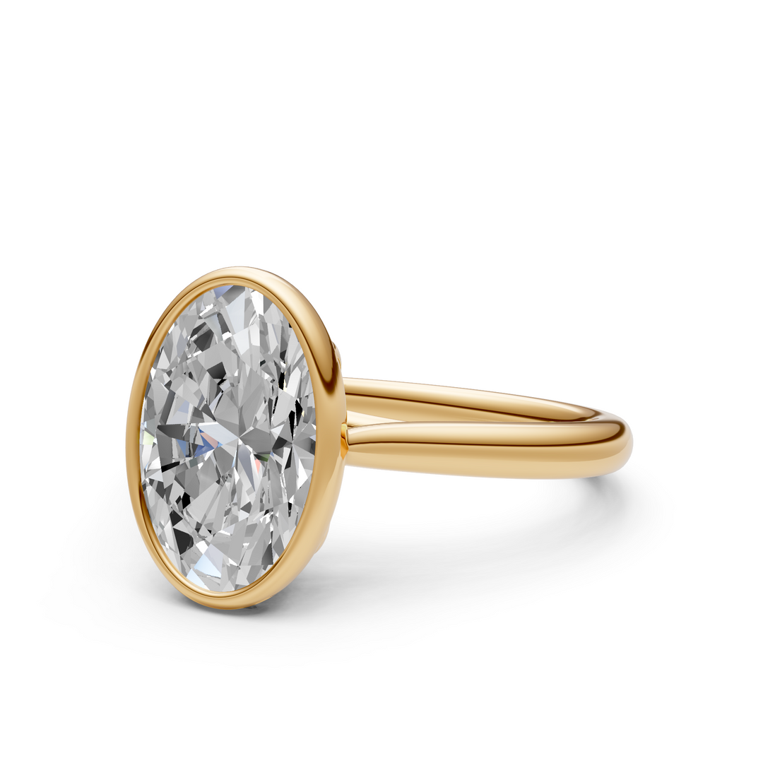 Ray Oval Lab Created Diamond Bezel Engagement Ring