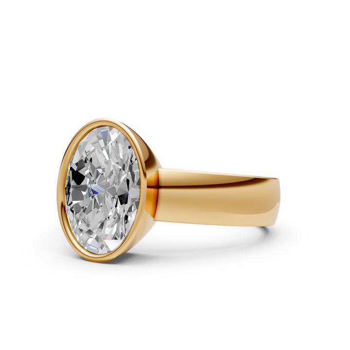 Susan Oval Lab created diamond Bezel Engagement Ring