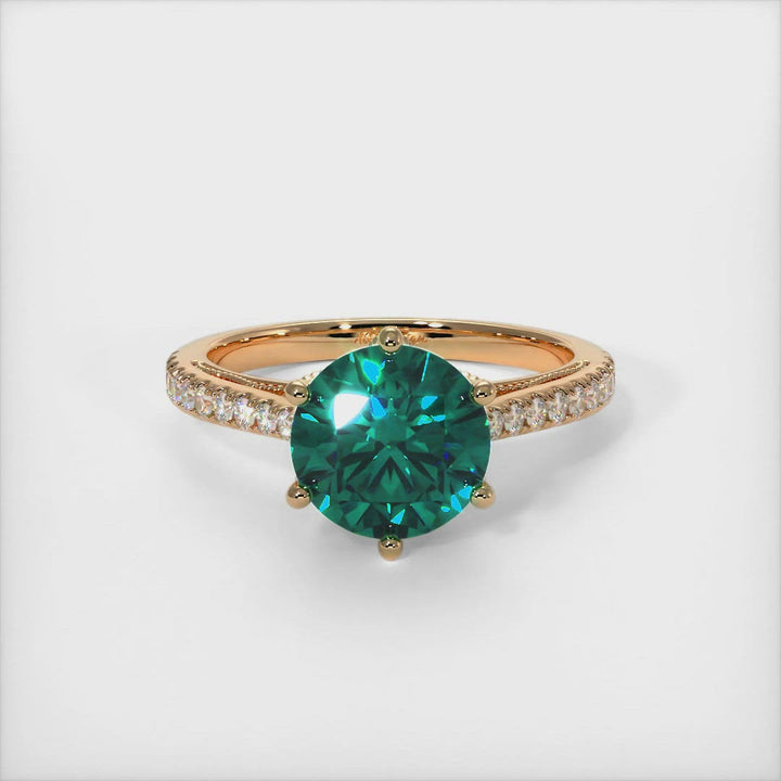 Zoe Round Green Moissanite Engagement Ring