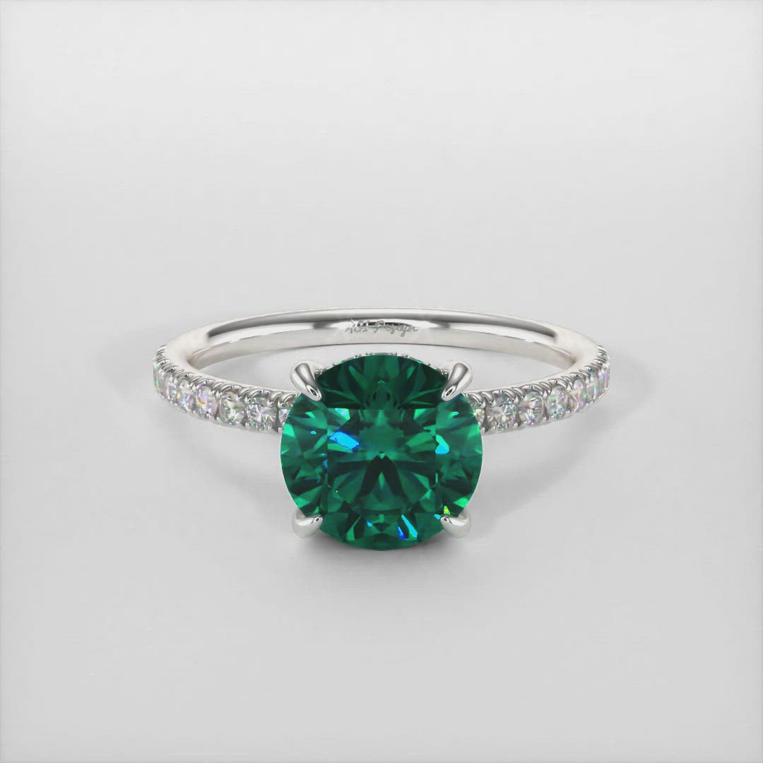 Abby Round Green Moissanite Engagement ring