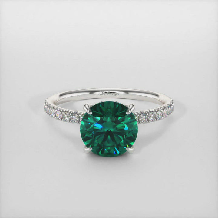 Abby Round Green Moissanite Engagement ring