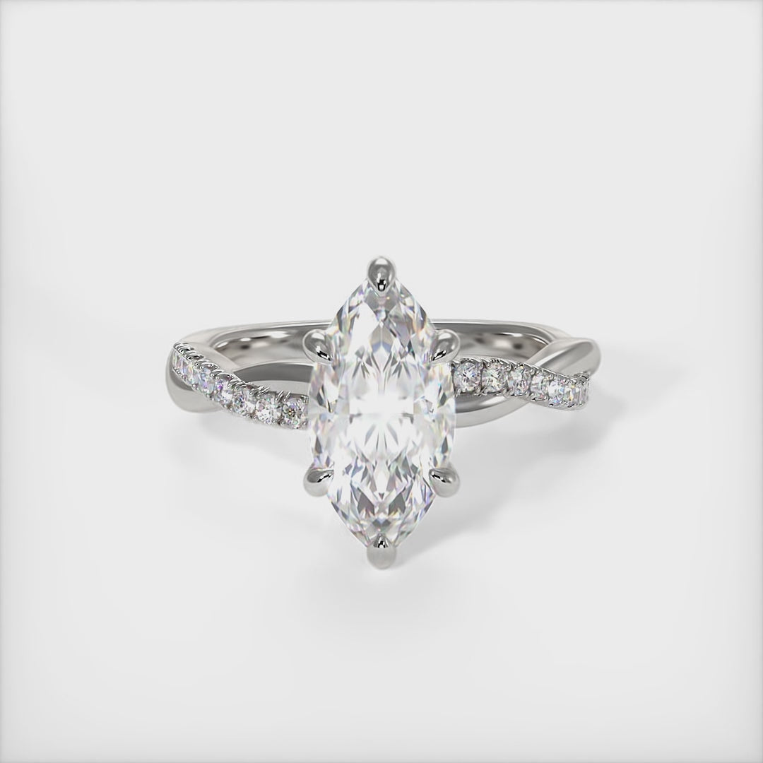 Claudia Marquise Moissanite Twisted Engagement Ring