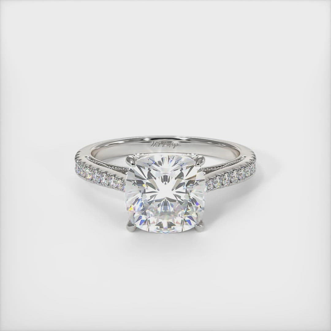 Zoe Cushion Cut Moissanite Engagement Ring