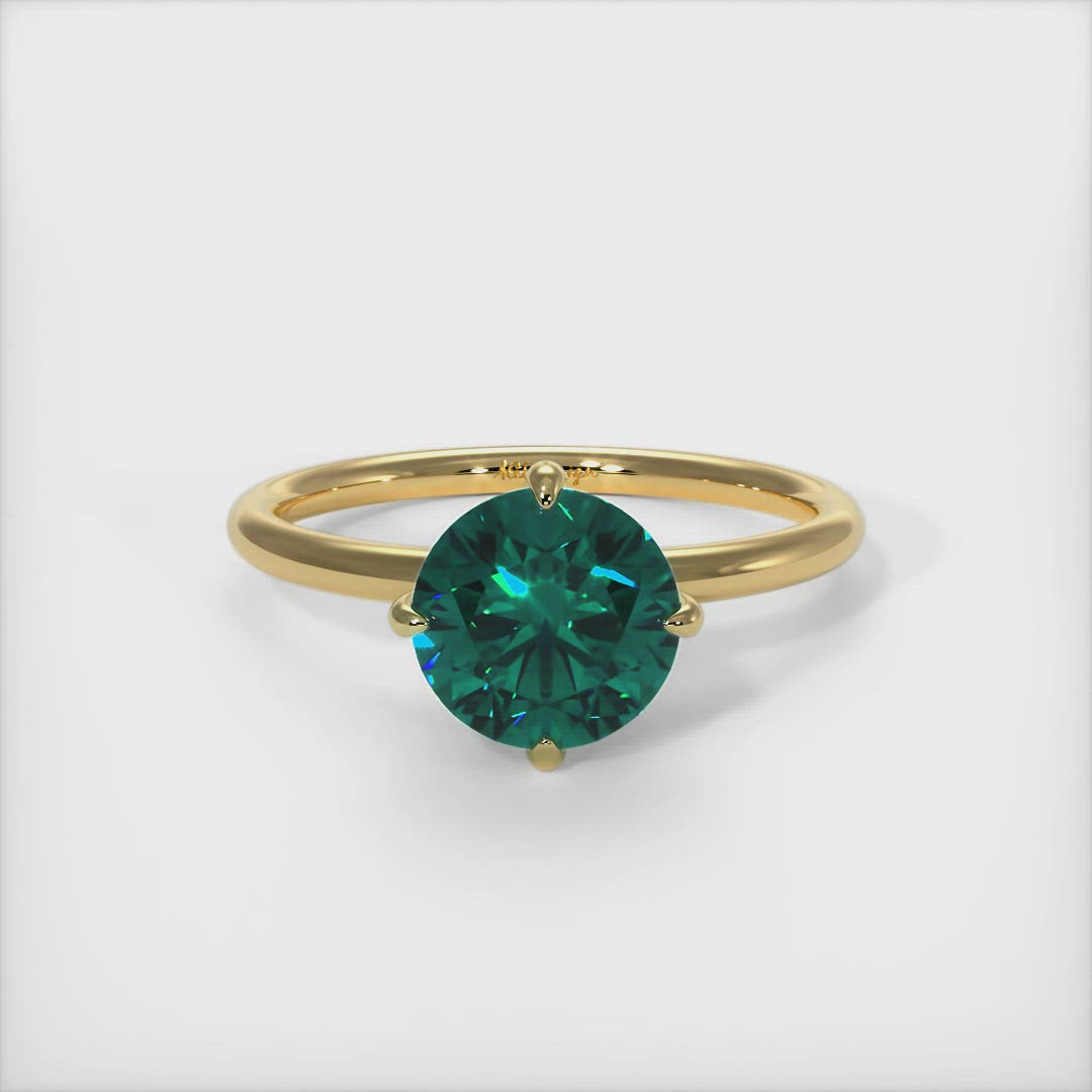 Lisa Round Green Moissanite Engagement Ring