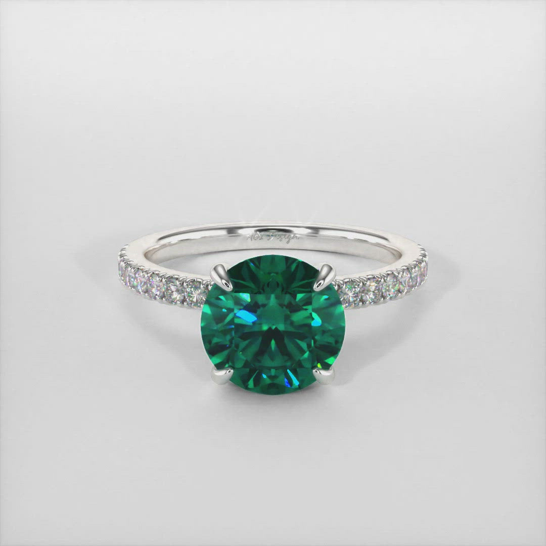 Catarina Round Green Moissanite Engagement Ring