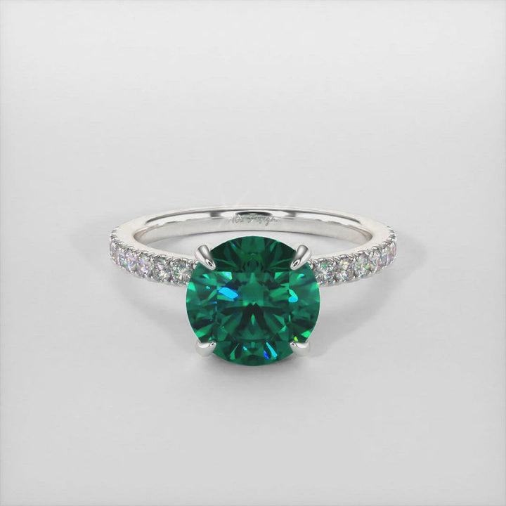 Catarina Round Green Moissanite Engagement Ring