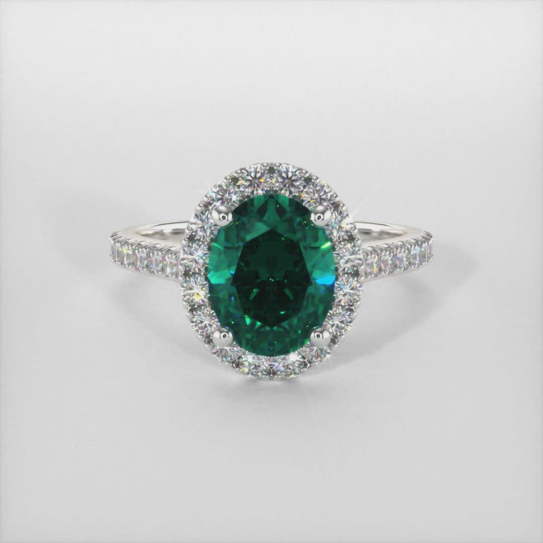Emory Oval Green Moissanite Engagement Ring