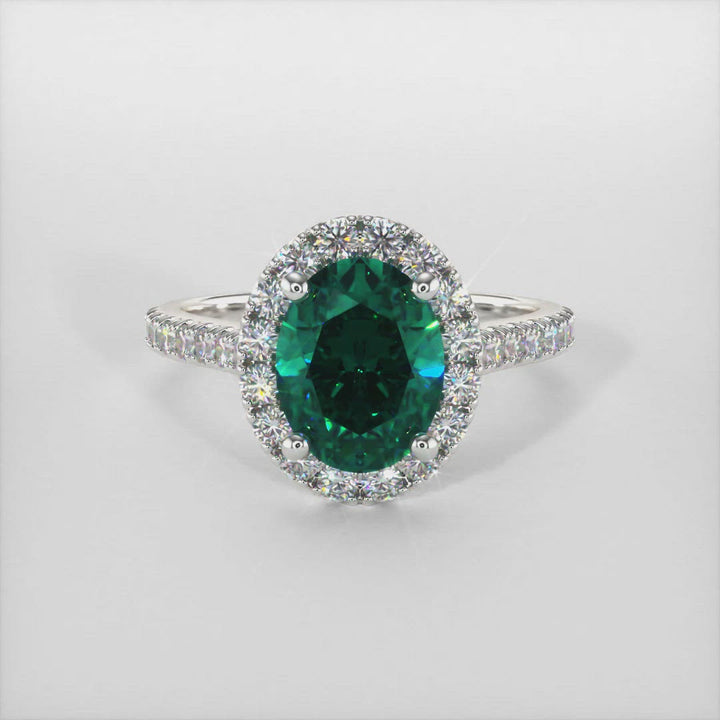 Emory Oval Green Moissanite Engagement Ring