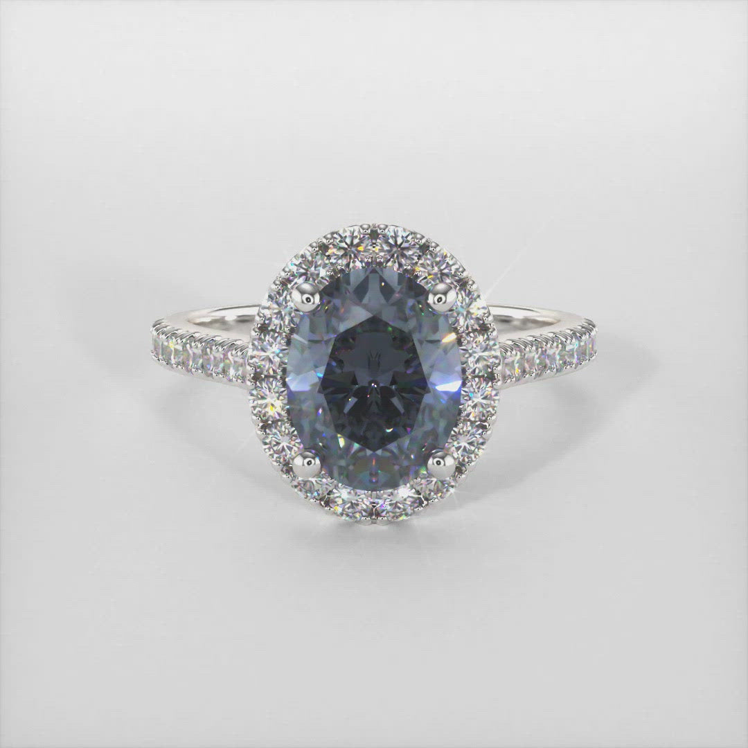 Emory Oval Grey Moissanite Engagement Ring