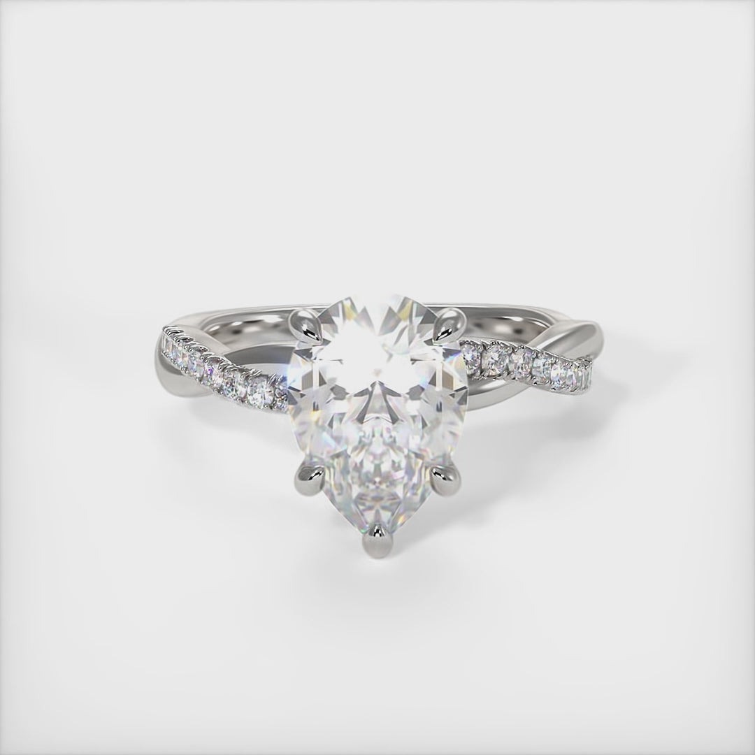 Claudia Pear Shape Moissanite Twisted  Engagement Ring