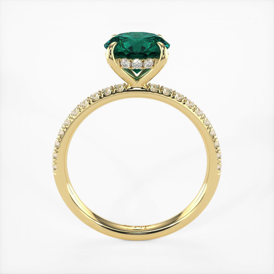 AGI Design Abby Round Green Moissanite Engagement ring
