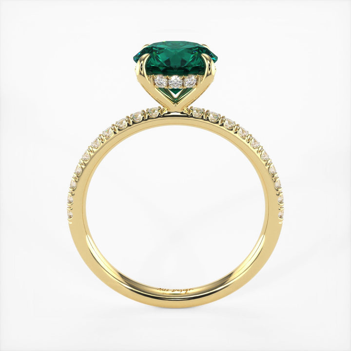AGI Design Abby Round Green Moissanite Engagement ring