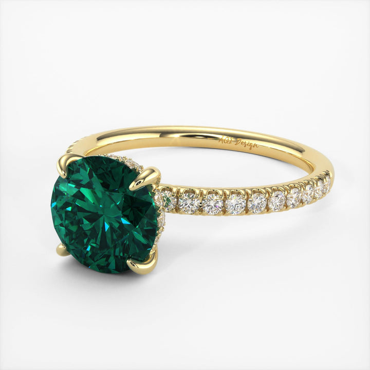 AGI Design Abby Round Green Moissanite Engagement ring