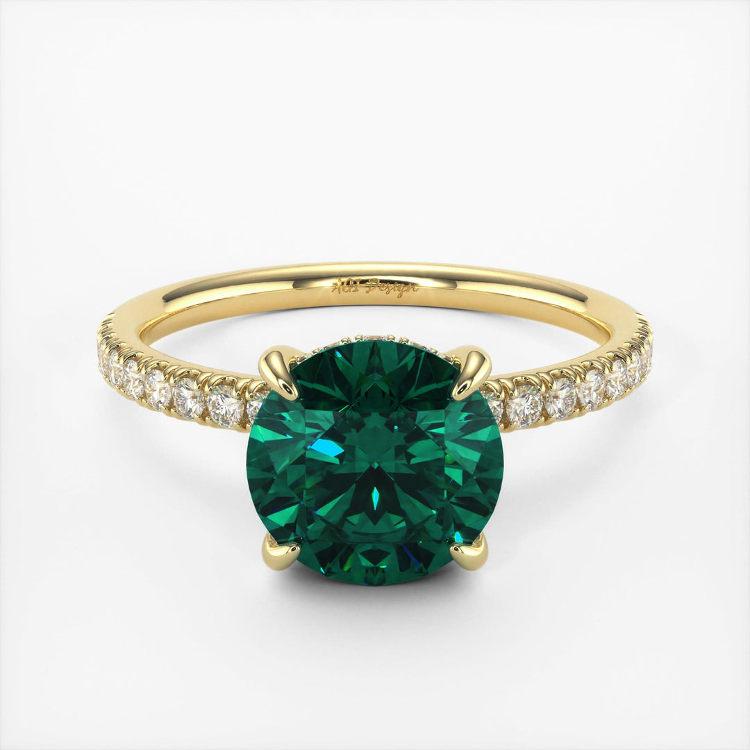 AGI Design Abby Round Green Moissanite Engagement ring