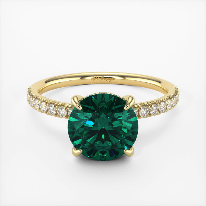 AGI Design Abby Round Green Moissanite Engagement ring