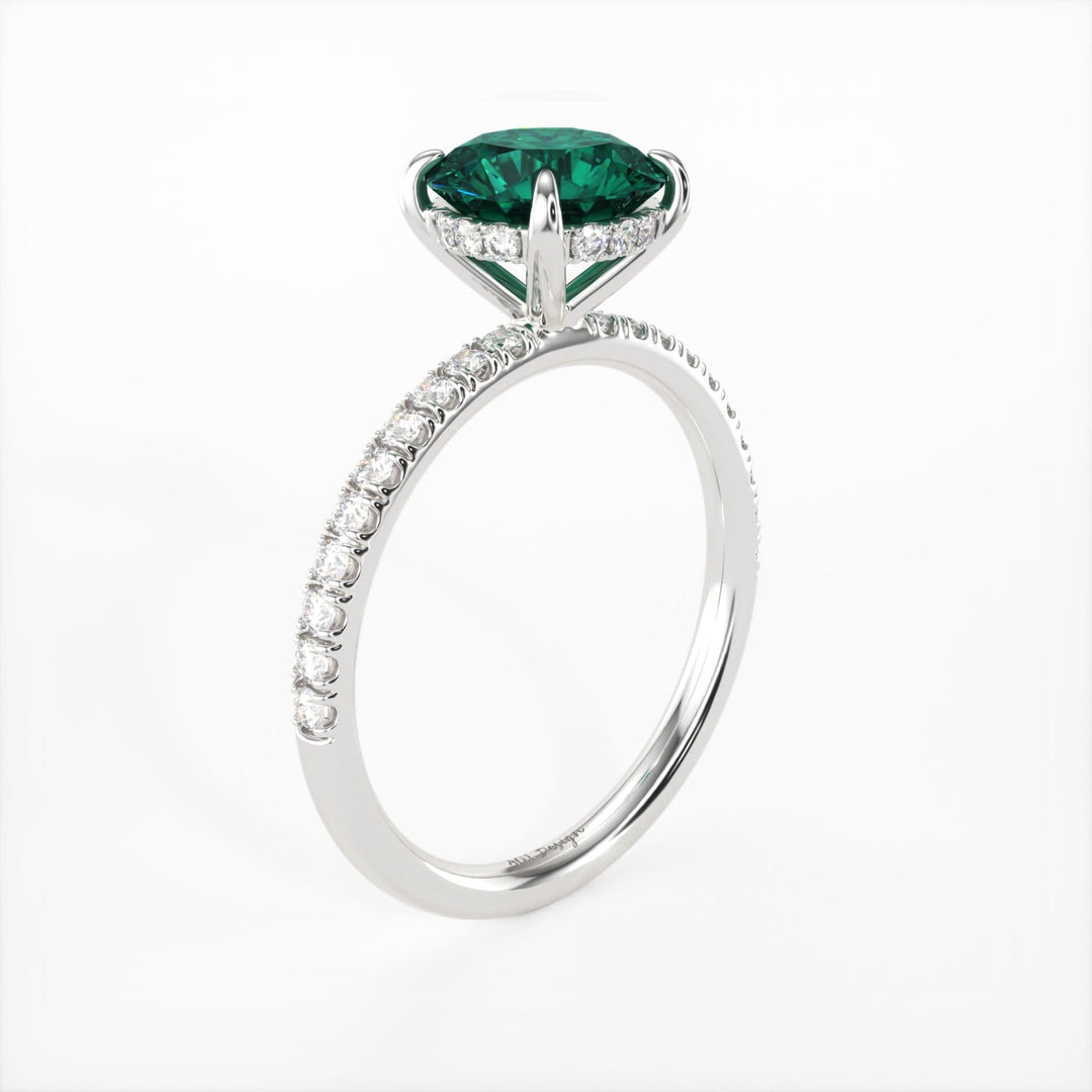 AGI Design Abby Round Green Moissanite Engagement ring
