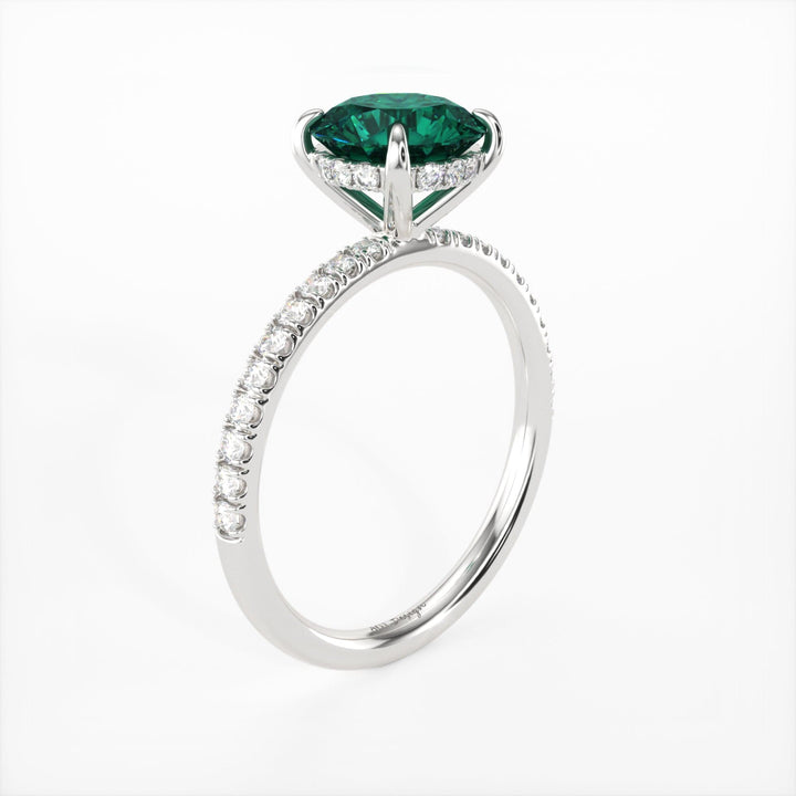 AGI Design Abby Round Green Moissanite Engagement ring
