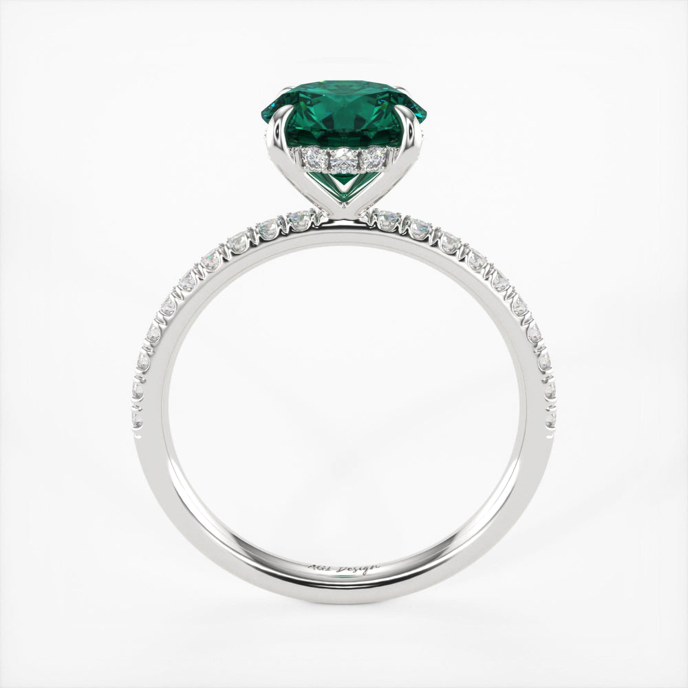 AGI Design Abby Round Green Moissanite Engagement ring