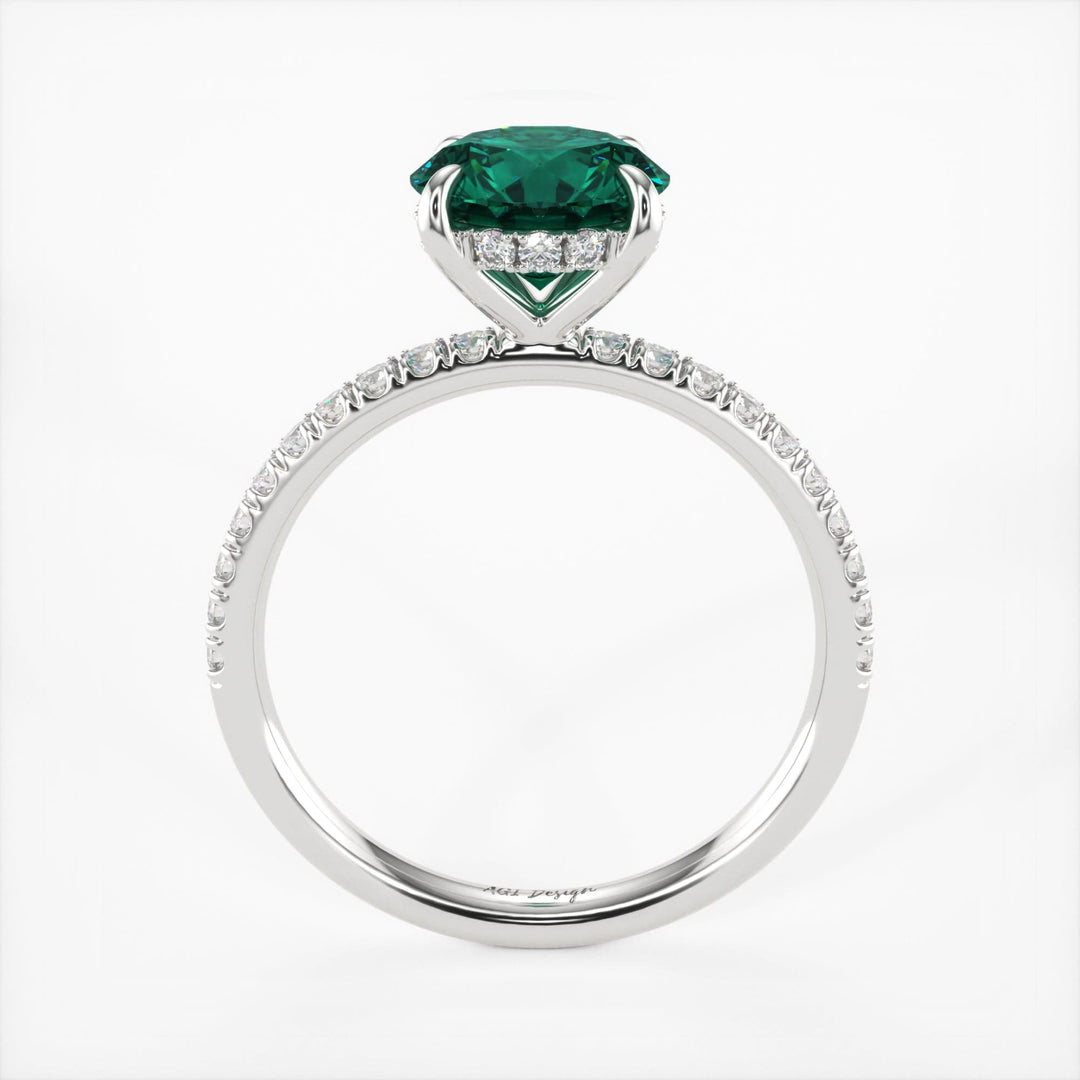 AGI Design Abby Round Green Moissanite Engagement ring