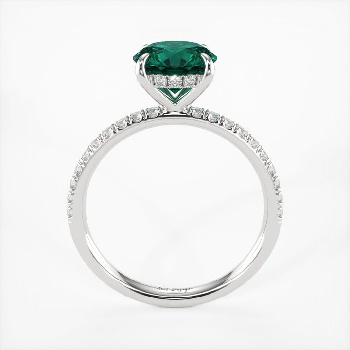 AGI Design Abby Round Green Moissanite Engagement ring